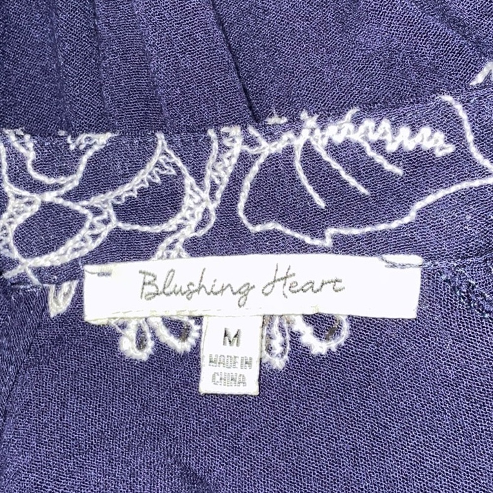 Blushing Heart, Long Blue Shirt, Size M - Picture 4 of 7